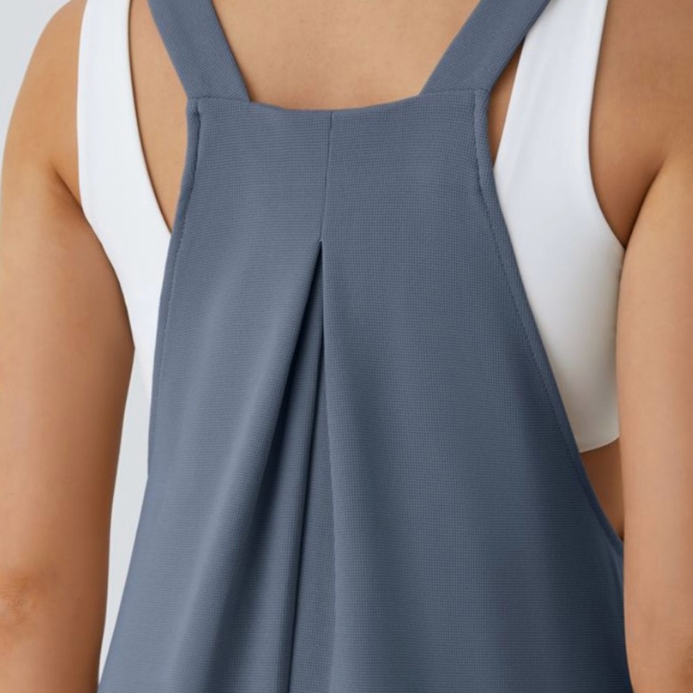 HALARA Slate Blue Waffle Knit Overalls Cuffed Jumpsuit Women’s S NWT - Picture 7 of 12